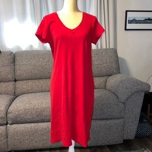 Newport News Red V-neck Soft Cotton Dress Size 1X